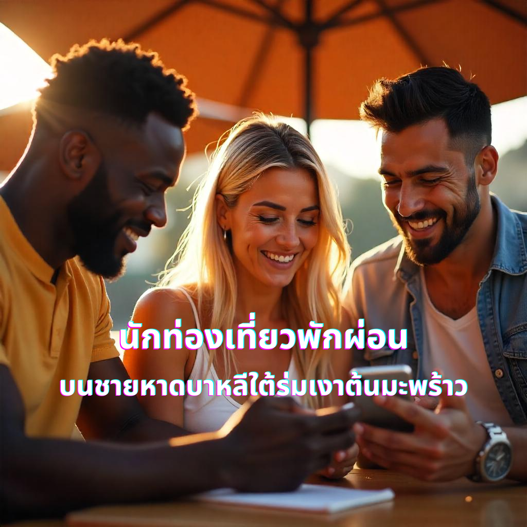 นักท่องเที่ยวพักผ่อนบนชายหาดบาหลีใต้ร่มเงาต้นมะพร้าว