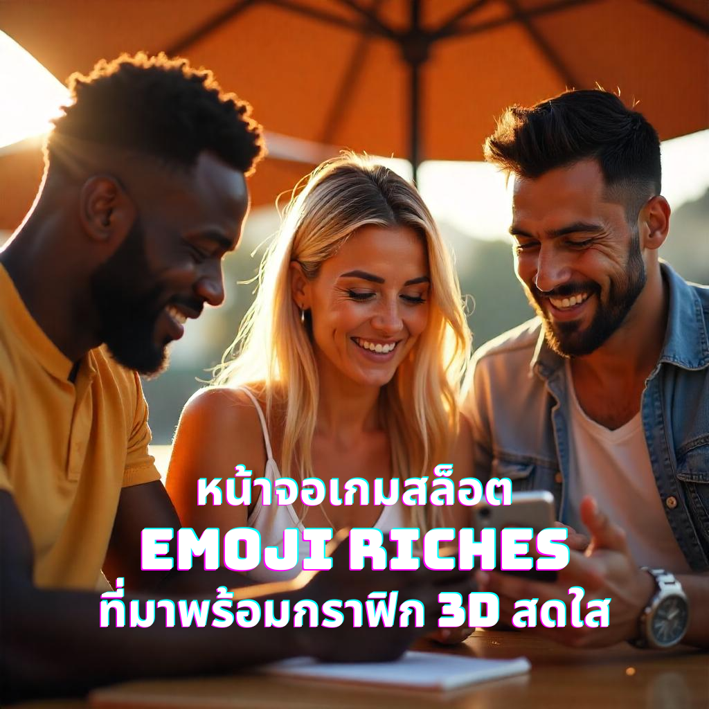 หน้าจอเกมสล็อต Emoji Riches ที่มาพร้อมกราฟิก 3D สดใส